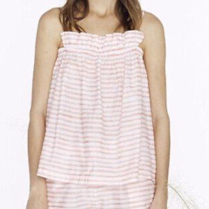 Lake Whisper Island Pajama Cami Top Size S Ruffle Striped Adjustable Straps